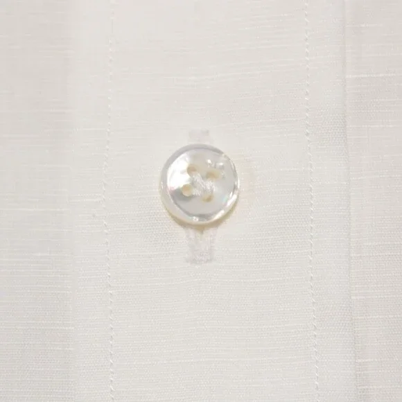 Luciano Barbera NWT Casual Button Down Shirt Size M in White Cotton & Linen